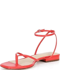 Antonio Melani x Stephanie Covington Mary Leather Ankle Strap Thong Flat Sandals