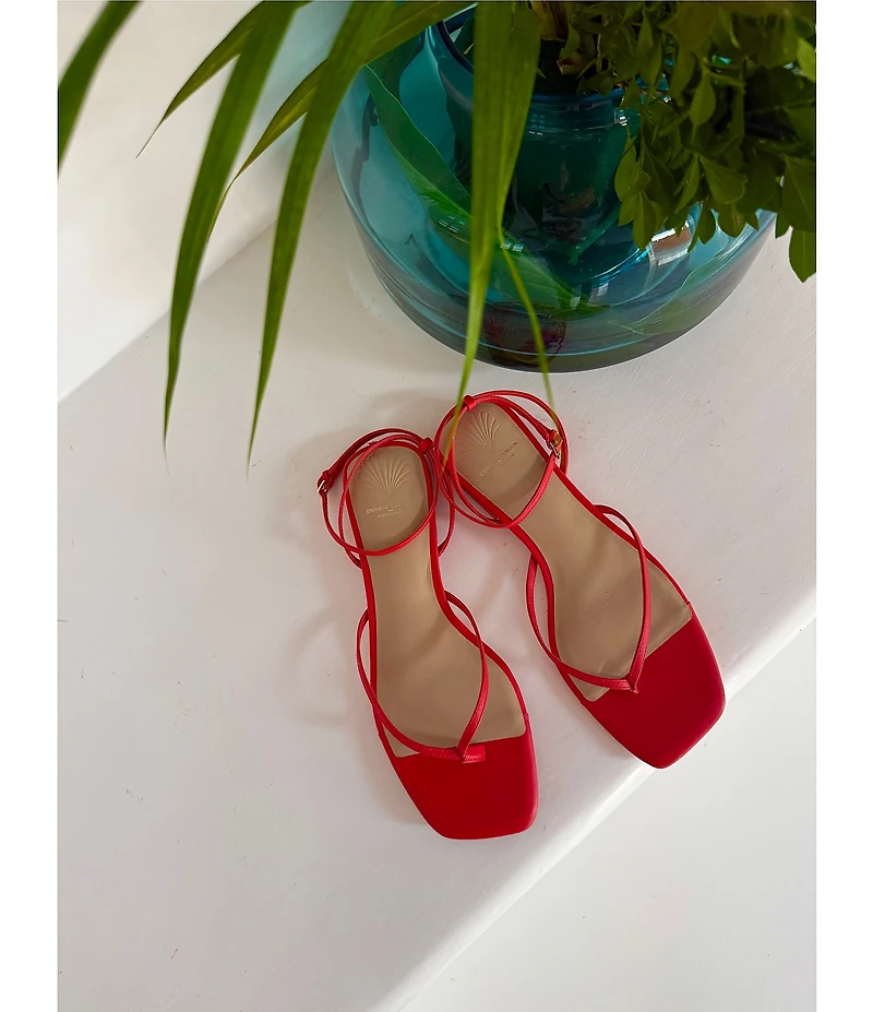 Antonio Melani x Stephanie Covington Mary Leather Ankle Strap Thong Flat Sandals