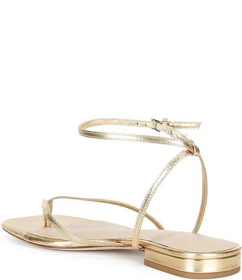 Antonio Melani x Stephanie Covington Mary Leather Ankle Strap Thong Flat Sandals