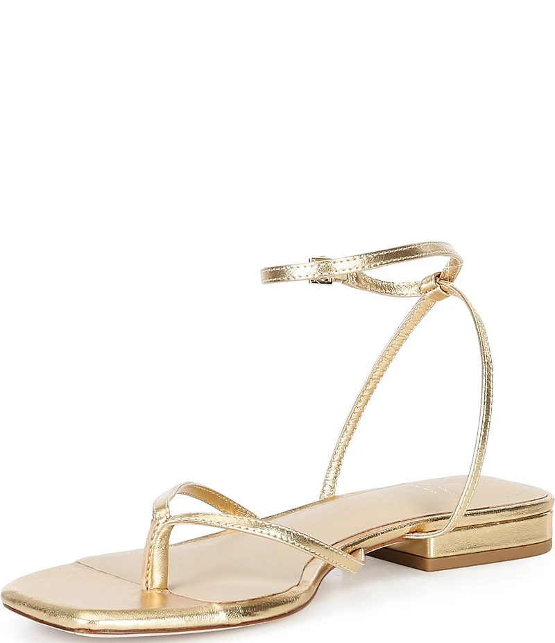 Antonio Melani x Stephanie Covington Mary Leather Ankle Strap Thong Flat Sandals