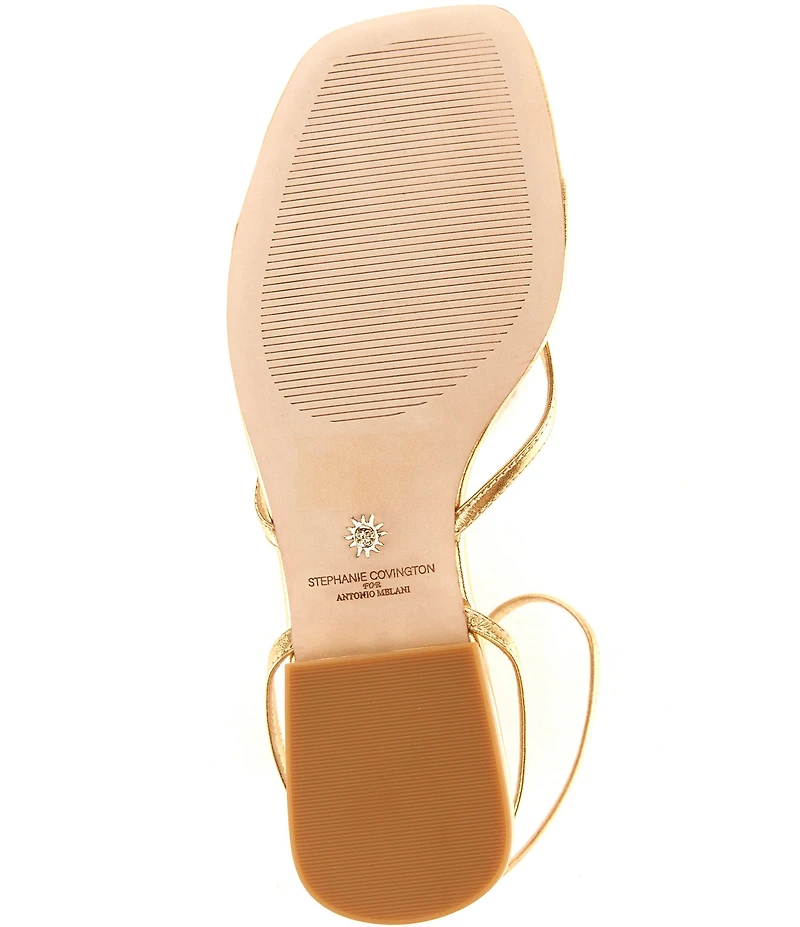 Antonio Melani x Stephanie Covington Mary Leather Ankle Strap Thong Flat Sandals