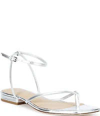 Antonio Melani x Stephanie Covington Mary Leather Ankle Strap Thong Flat Sandals