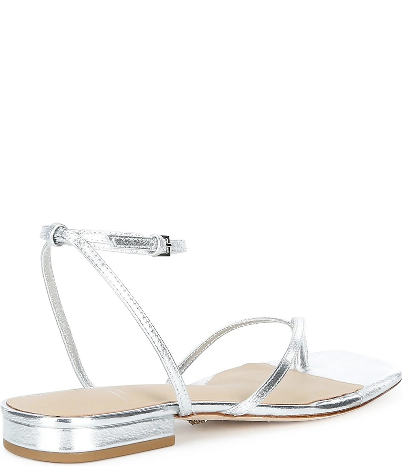 Antonio Melani x Stephanie Covington Mary Leather Ankle Strap Thong Flat Sandals