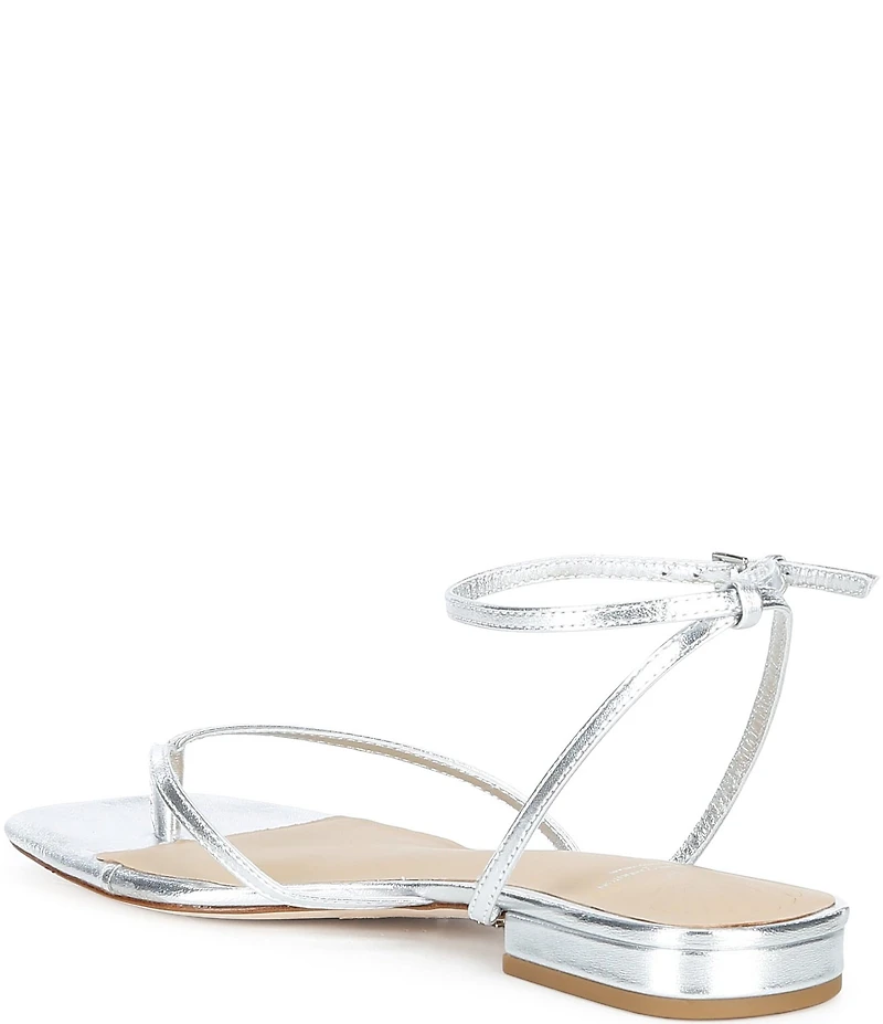 Antonio Melani x Stephanie Covington Mary Leather Ankle Strap Thong Flat Sandals
