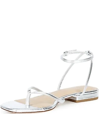 Antonio Melani x Stephanie Covington Mary Leather Ankle Strap Thong Flat Sandals
