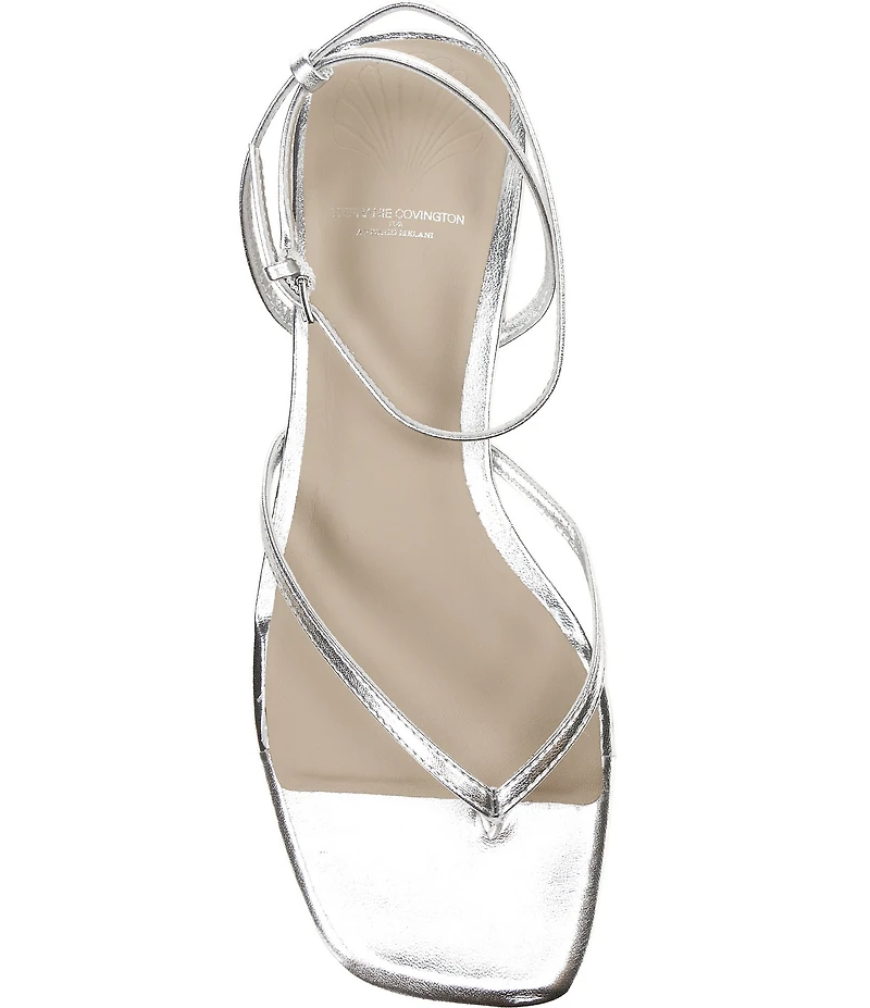 Antonio Melani x Stephanie Covington Mary Leather Ankle Strap Thong Flat Sandals