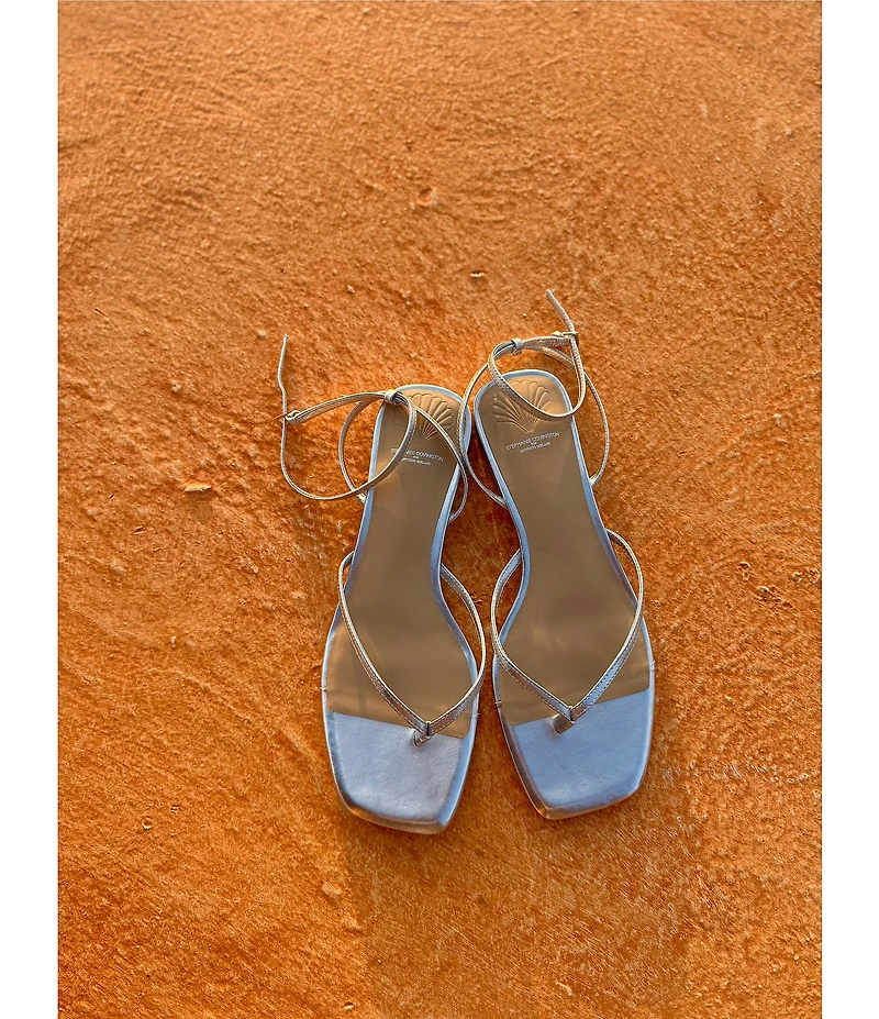Antonio Melani x Stephanie Covington Mary Leather Ankle Strap Thong Flat Sandals