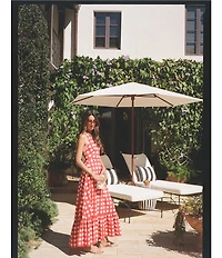 Antonio Melani x Stephanie Covington Nicole Poplin Printed Gingham Jewel Neck Open Back A-Line Maxi Dress