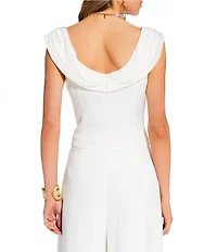 Antonio Melani x Stephanie Covington of A Life Well Saved Kaitlin Satin Drape Cowl Neck Off the Shoulder Coordinating Blouse