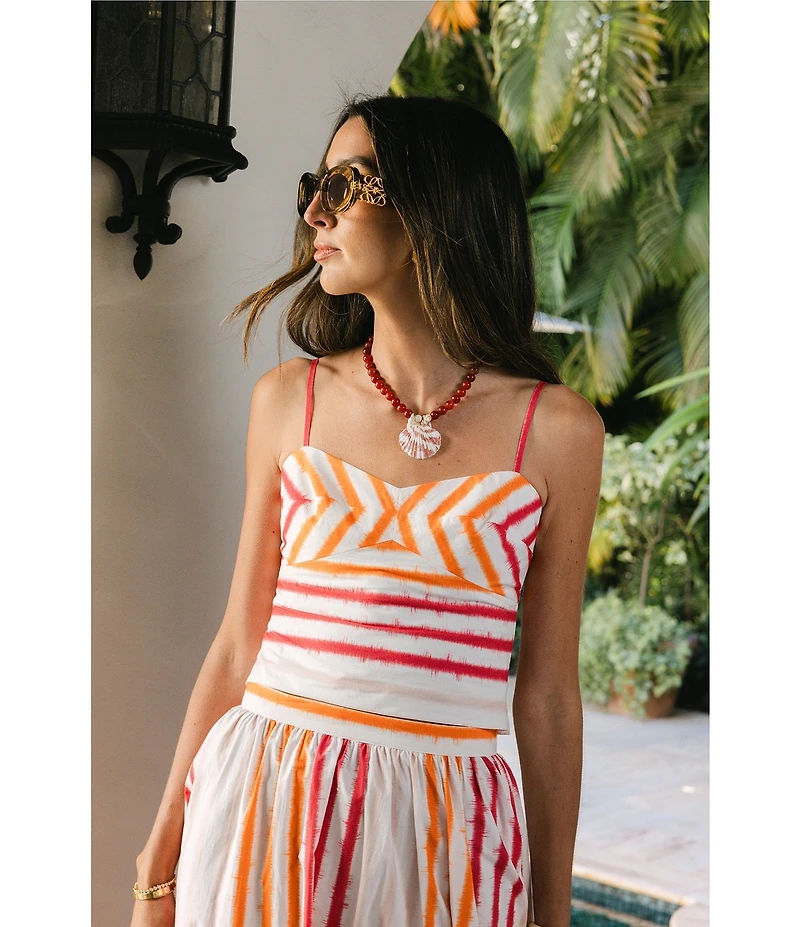 Antonio Melani x Stephanie Covington Pamela Stripe Poplin Sweetheart Neck Cropped Coordinating Tank Top