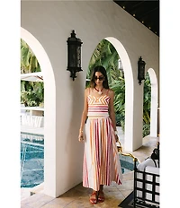 Antonio Melani x Stephanie Covington Pamela Stripe Poplin Sweetheart Neck Cropped Coordinating Tank Top