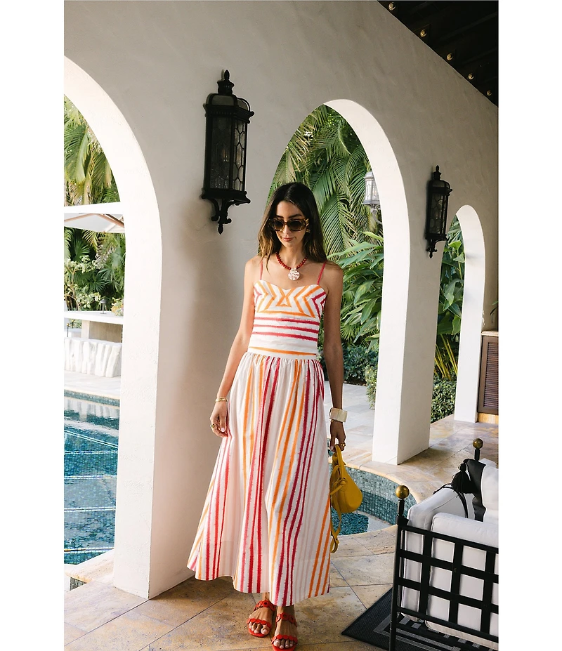 Antonio Melani x Stephanie Covington Pamela Stripe Poplin Sweetheart Neck Cropped Coordinating Tank Top