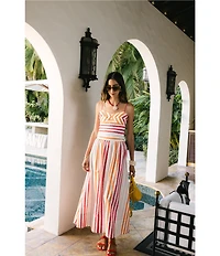 Antonio Melani x Stephanie Covington Pamela Stripe Poplin Sweetheart Neck Cropped Coordinating Tank Top