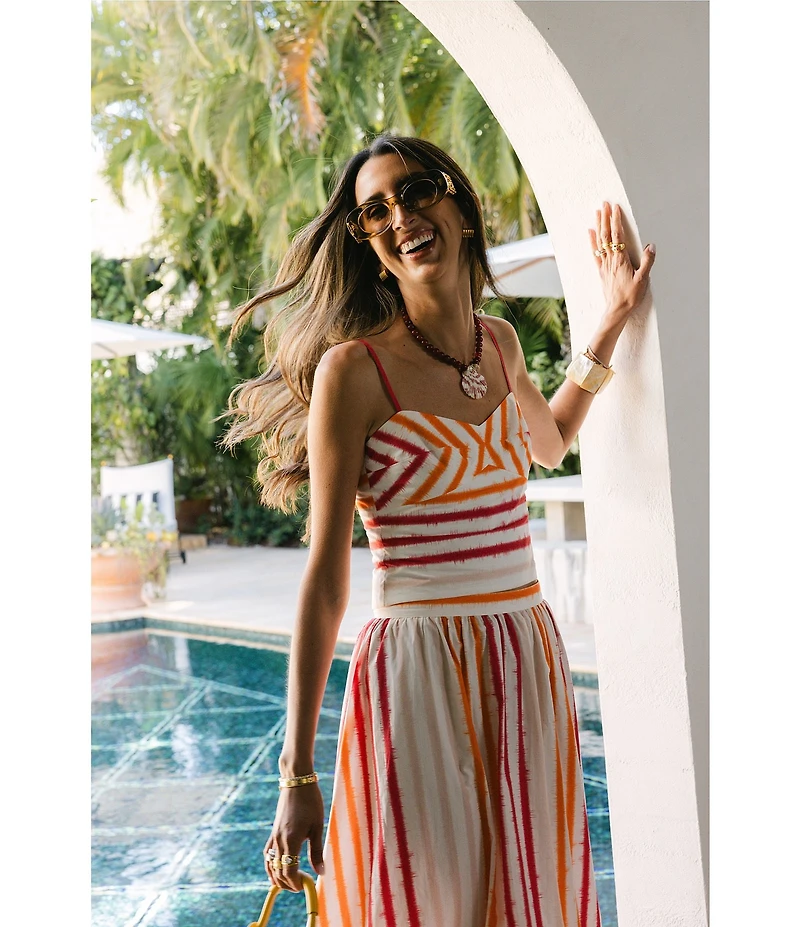 Antonio Melani x Stephanie Covington Pamela Stripe Poplin Sweetheart Neck Cropped Coordinating Tank Top