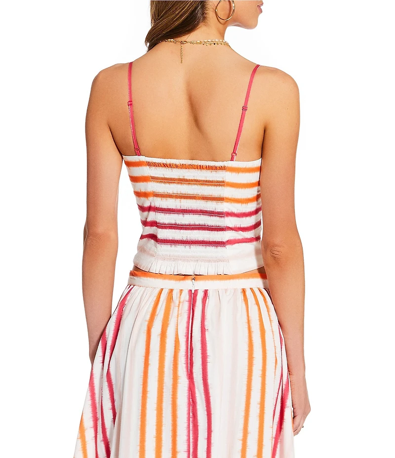 Antonio Melani x Stephanie Covington Pamela Stripe Poplin Sweetheart Neck Cropped Coordinating Tank Top