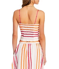 Antonio Melani x Stephanie Covington Pamela Stripe Poplin Sweetheart Neck Cropped Coordinating Tank Top