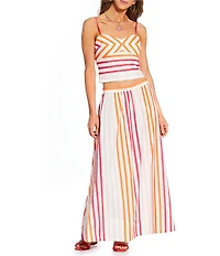Antonio Melani x Stephanie Covington Pamela Stripe Poplin Sweetheart Neck Cropped Coordinating Tank Top