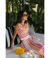 Antonio Melani x Stephanie Covington Pamela Stripe Poplin Sweetheart Neck Cropped Coordinating Tank Top