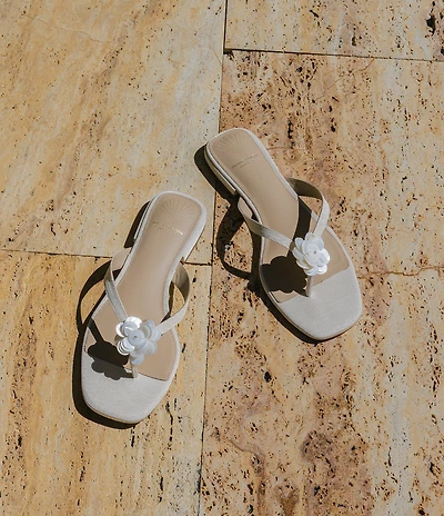 Antonio Melani x Stephanie Covington Rosa Floral Ornamented Flat Sandals