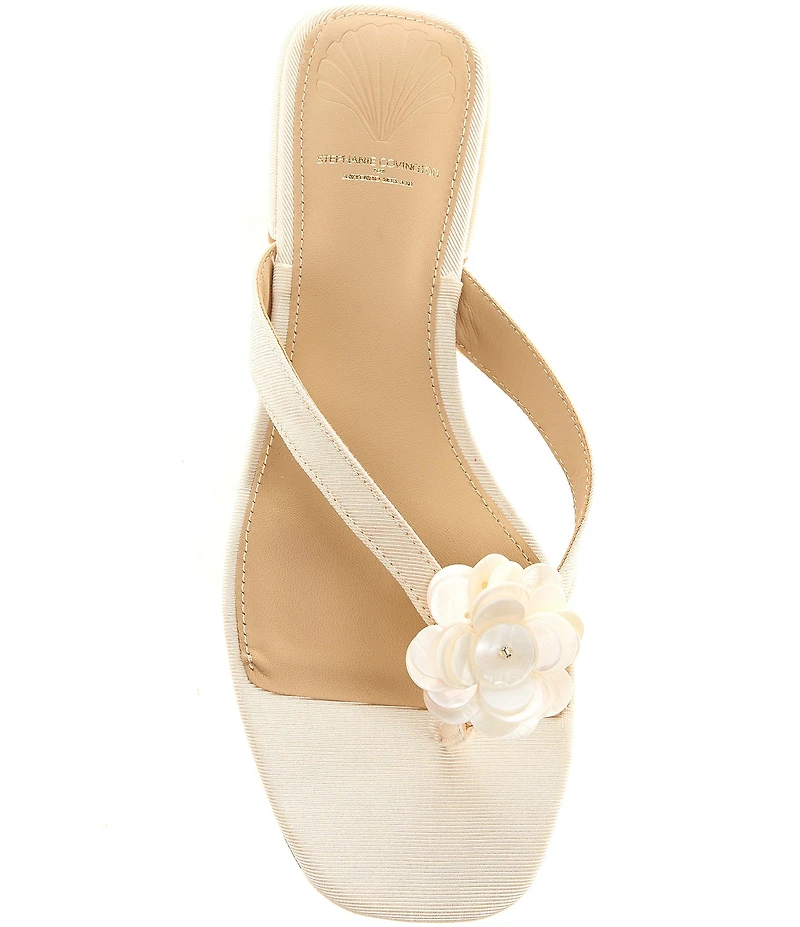 Antonio Melani x Stephanie Covington Rosa Floral Ornamented Flat Sandals
