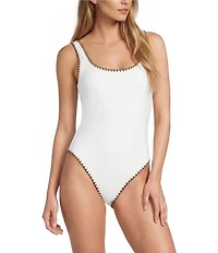 Antonio Melani x Stephanie Covington Vanessa Whipstitch Detail Classic One Piece Tank Swimsuit