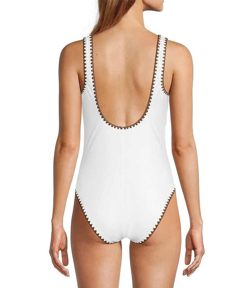 Antonio Melani x Stephanie Covington Vanessa Whipstitch Detail Classic One Piece Tank Swimsuit