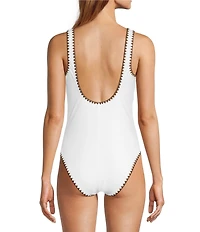 Antonio Melani x Stephanie Covington Vanessa Whipstitch Detail Classic One Piece Tank Swimsuit
