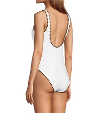 Antonio Melani x Stephanie Covington Vanessa Whipstitch Detail Classic One Piece Tank Swimsuit