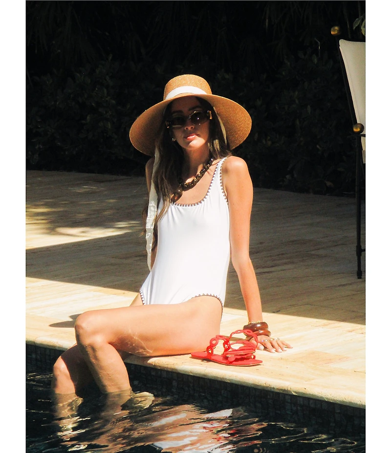Antonio Melani x Stephanie Covington Vanessa Whipstitch Detail Classic One Piece Tank Swimsuit