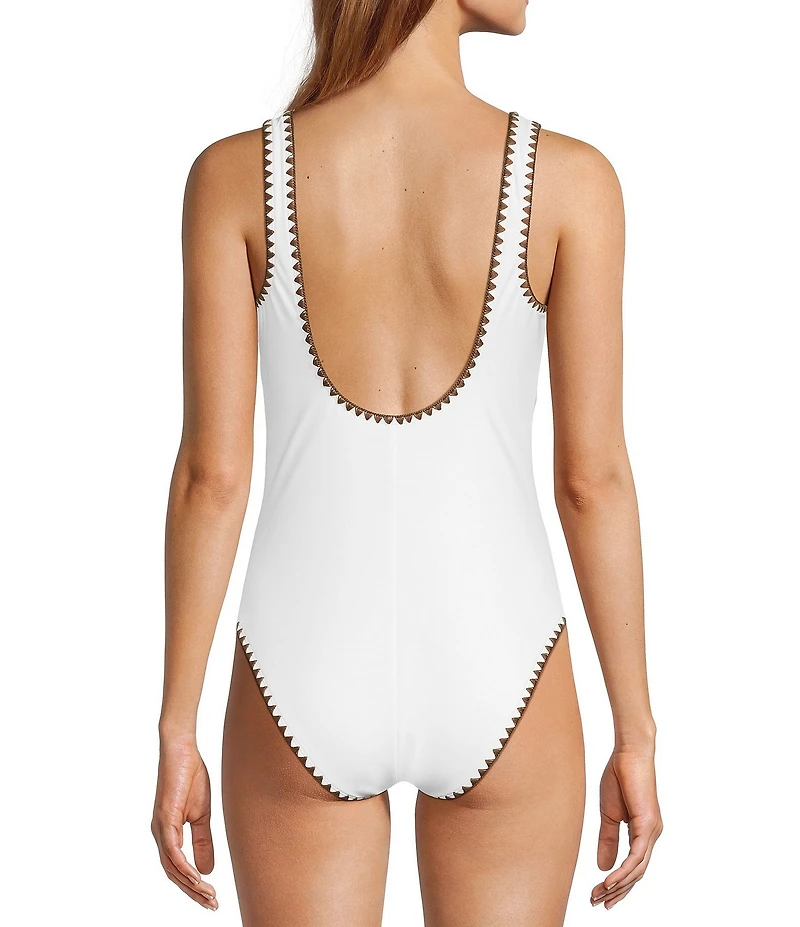 Antonio Melani x Stephanie Covington Vanessa Whipstitch Detail Classic One Piece Tank Swimsuit