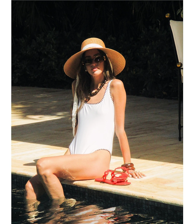 Antonio Melani x Stephanie Covington Vanessa Whipstitch Detail Classic One Piece Tank Swimsuit