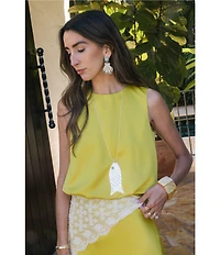 Antonio Melani x Stephanie Covington Yolanda Satin Jewel Neck Bubble Hem Coordinating Blouse