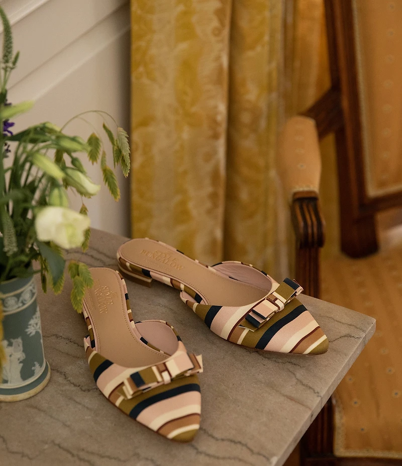 Antonio Melani x Style Bungalow Chez Striped Fabric Bow Detail Mules
