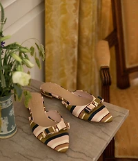 Antonio Melani x Style Bungalow Chez Striped Fabric Bow Detail Mules