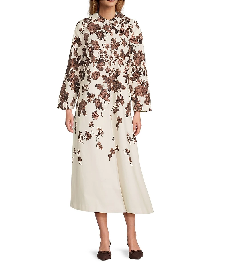 Antonio Melani x Style Bungalow Chintz Canvas Floral Print Peter Pan Collar Car Coat