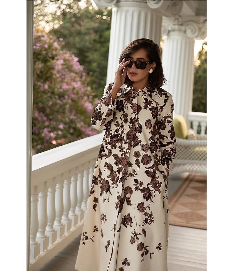 Antonio Melani x Style Bungalow Chintz Canvas Floral Print Peter Pan Collar Car Coat