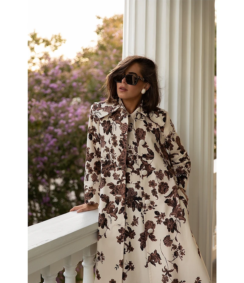 Antonio Melani x Style Bungalow Chintz Canvas Floral Print Peter Pan Collar Car Coat