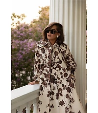 Antonio Melani x Style Bungalow Chintz Canvas Floral Print Peter Pan Collar Car Coat