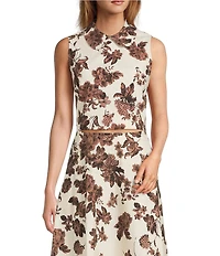 Antonio Melani x Style Bungalow Chintz Coordinating Floral Print Peter Pan Collar Canvas Sleeveless Babydoll Blouse