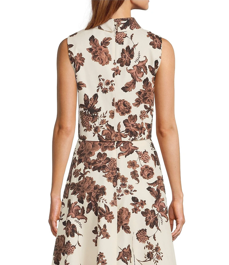 Antonio Melani x Style Bungalow Chintz Coordinating Floral Print Peter Pan Collar Canvas Sleeveless Babydoll Blouse