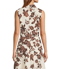 Antonio Melani x Style Bungalow Chintz Coordinating Floral Print Peter Pan Collar Canvas Sleeveless Babydoll Blouse