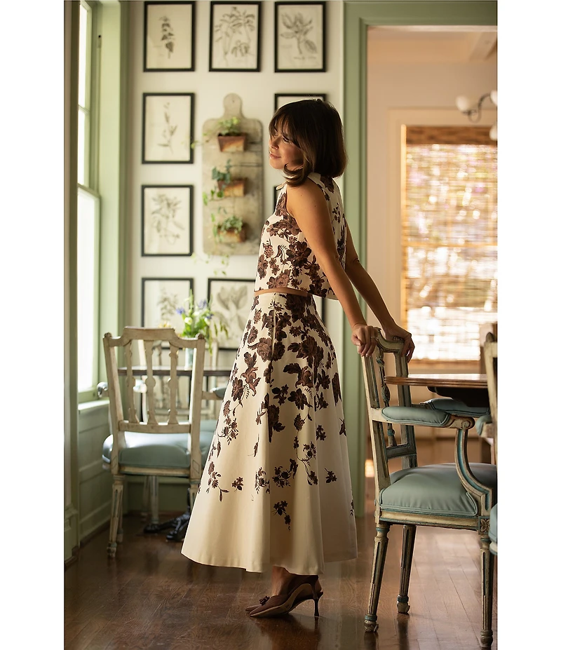 Antonio Melani x Style Bungalow Chintz Coordinating Floral Print Peter Pan Collar Canvas Sleeveless Babydoll Blouse