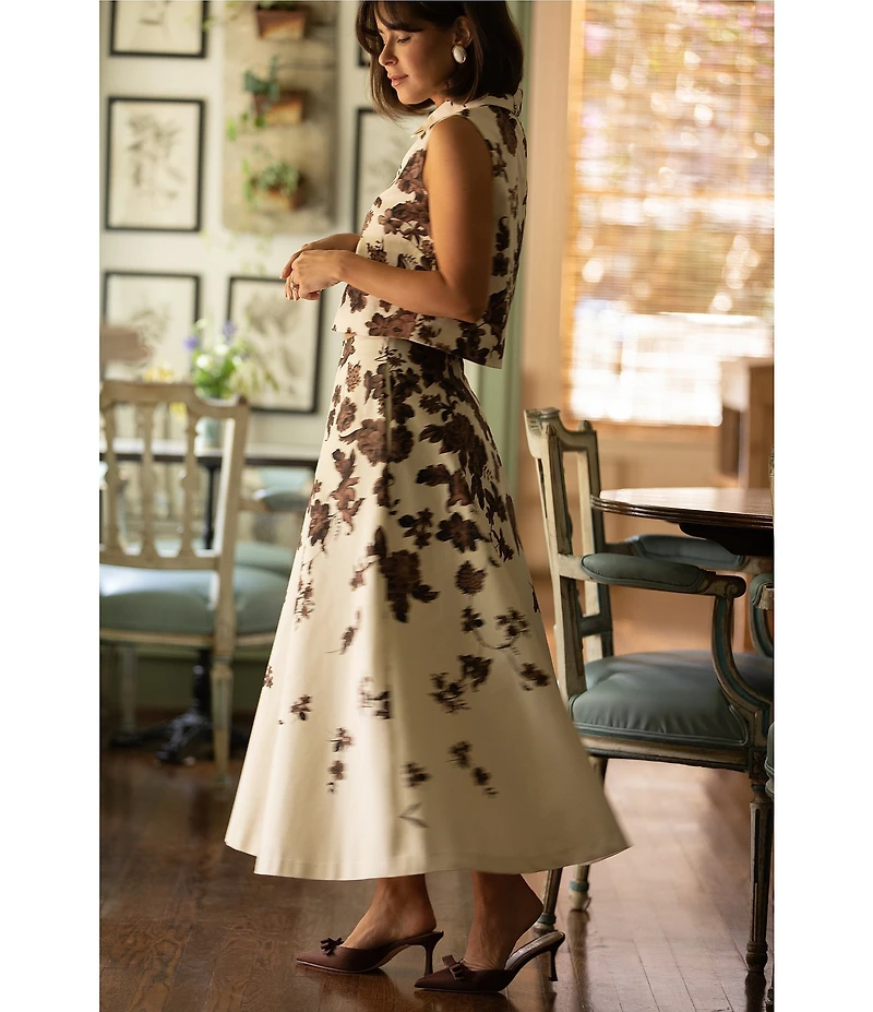 Antonio Melani x Style Bungalow Chintz Floral Canvas Side Pocket A-Line Skirt