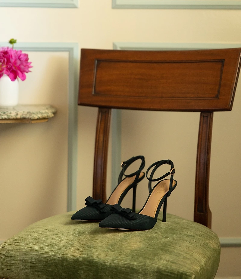 Antonio Melani x Style Bungalow Colette Fabric Bow Detail Ankle Wrap Stiletto Pumps