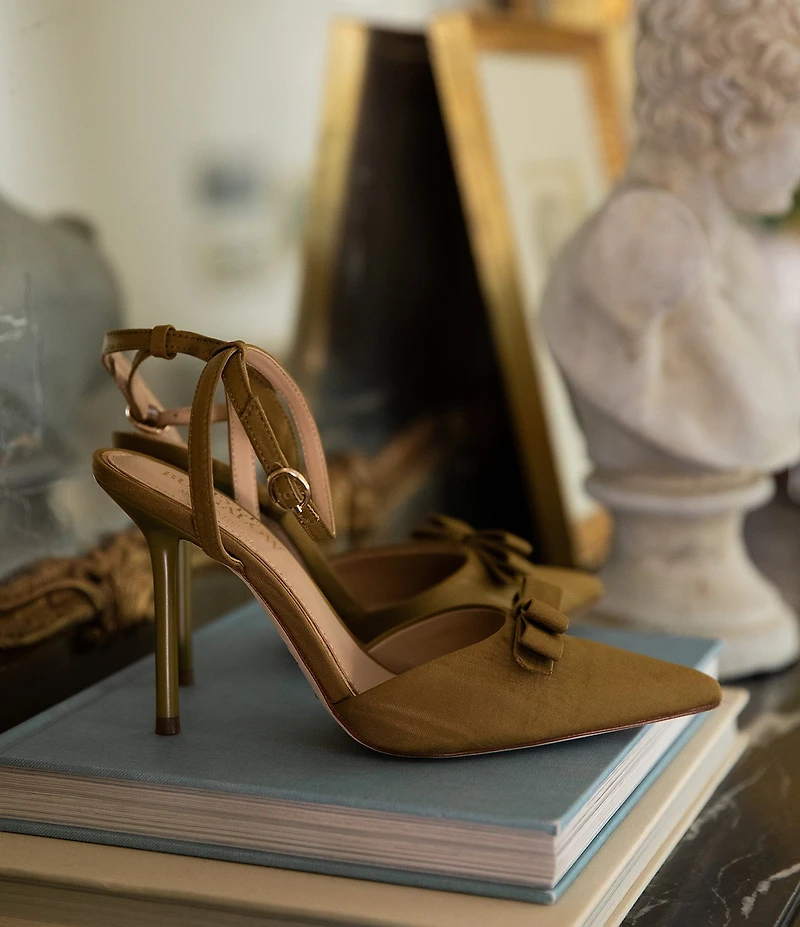 Antonio Melani x Style Bungalow Colette Fabric Bow Detail Ankle Wrap Stiletto Pumps