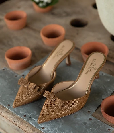 Antonio Melani x Style Bungalow Lido Raffia Bow Detail Dress Mules