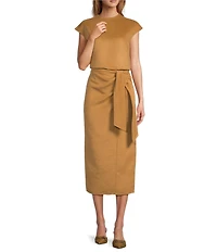 Antonio Melani x Style Bungalow The Conservatory Two Piece Wool Blend Blouse & Pencil Skirt Set