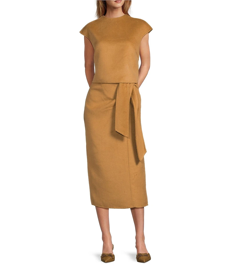 Antonio Melani x Style Bungalow The Conservatory Two Piece Wool Blend Blouse & Pencil Skirt Set