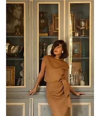 Antonio Melani x Style Bungalow The Conservatory Two Piece Wool Blend Blouse & Pencil Skirt Set