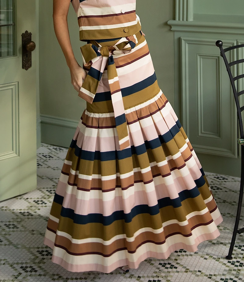 Antonio Melani X Style Bungalow The Town Sateen Stripe Coordinating A-Line Midi Skirt